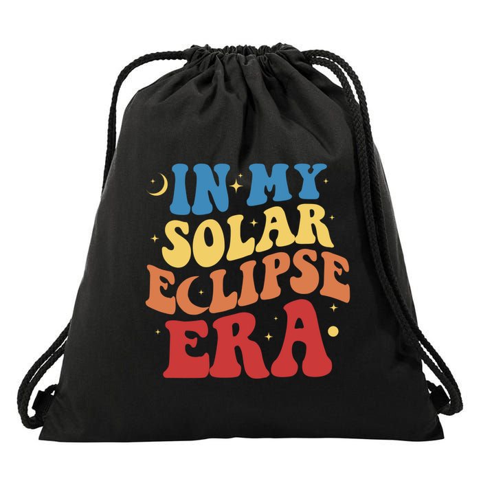 In My Solar Eclipse Era Groovy Retro Drawstring Bag
