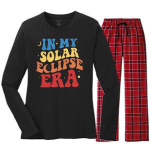 In My Solar Eclipse Era Groovy Retro Women's Long Sleeve Flannel Pajama Set 