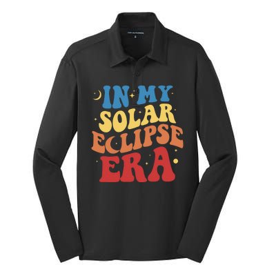 In My Solar Eclipse Era Groovy Retro Silk Touch Performance Long Sleeve Polo