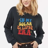In My Solar Eclipse Era Groovy Retro Cropped Pullover Crew