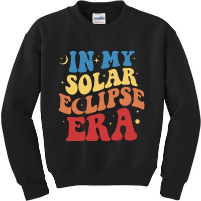 In My Solar Eclipse Era Groovy Retro Kids Sweatshirt