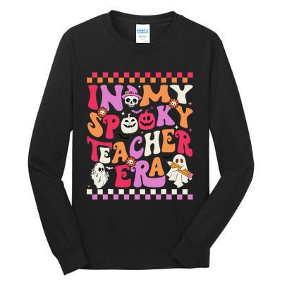 In My Spooky Teacher Era Groovy Ghost Teacher Halloween Gift Tall Long Sleeve T-Shirt