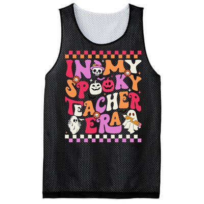 In My Spooky Teacher Era Groovy Ghost Teacher Halloween Gift Mesh Reversible Basketball Jersey Tank