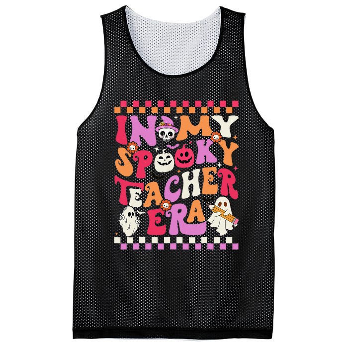 In My Spooky Teacher Era Groovy Ghost Teacher Halloween Gift Mesh Reversible Basketball Jersey Tank