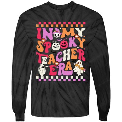 In My Spooky Teacher Era Groovy Ghost Teacher Halloween Gift Tie-Dye Long Sleeve Shirt