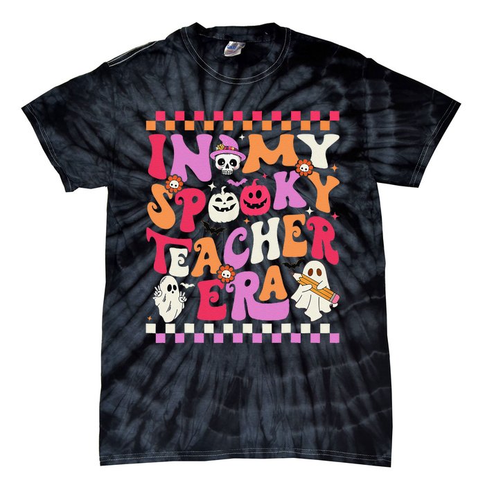 In My Spooky Teacher Era Groovy Ghost Teacher Halloween Gift Tie-Dye T-Shirt