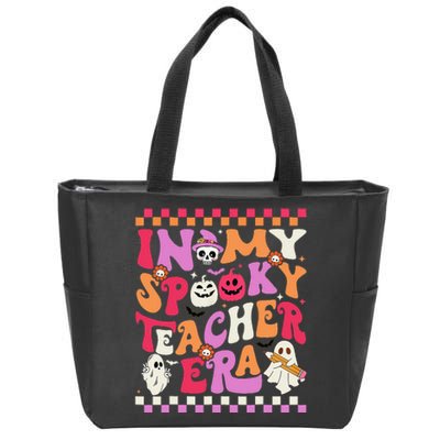 In My Spooky Teacher Era Groovy Ghost Teacher Halloween Gift Zip Tote Bag