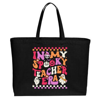 In My Spooky Teacher Era Groovy Ghost Teacher Halloween Gift Cotton Canvas Jumbo Tote