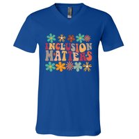 Inclusion Matters Special Ed Teacher Autism Awareness Retro Funny Gift V-Neck T-Shirt