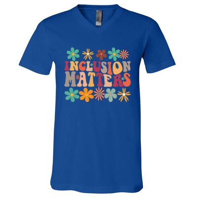 Inclusion Matters Special Ed Teacher Autism Awareness Retro Funny Gift V-Neck T-Shirt