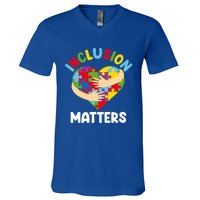 Inclusion Matters Special Education Autism Awareness Teacher Gift V-Neck T-Shirt