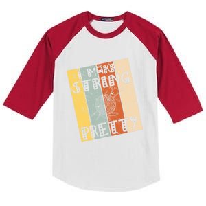 I Make String Pretty Crochet Crocheting Lover Yarn Dealer Gift Kids Colorblock Raglan Jersey