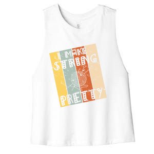 I Make String Pretty Crochet Crocheting Lover Yarn Dealer Gift Women's Racerback Cropped Tank