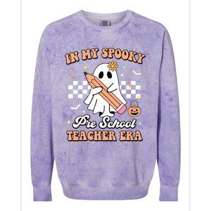 In My Spooky Pre School Teacher Era Cute Ghost Halloween Colorblast Crewneck Sweatshirt