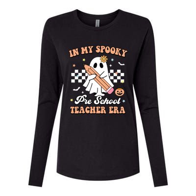 In My Spooky Pre School Teacher Era Cute Ghost Halloween Womens Cotton Relaxed Long Sleeve T-Shirt