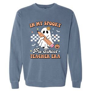 In My Spooky Pre School Teacher Era Cute Ghost Halloween Garment-Dyed Sweatshirt