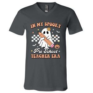 In My Spooky Pre School Teacher Era Cute Ghost Halloween V-Neck T-Shirt