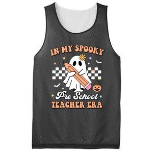 In My Spooky Pre School Teacher Era Cute Ghost Halloween Mesh Reversible Basketball Jersey Tank