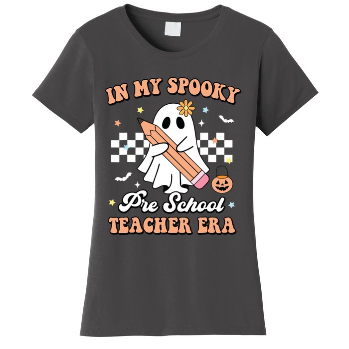 In My Spooky Pre School Teacher Era Cute Ghost Halloween Women's T-Shirt