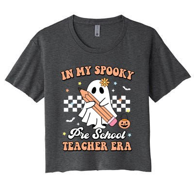 In My Spooky Pre School Teacher Era Cute Ghost Halloween Women's Crop Top Tee