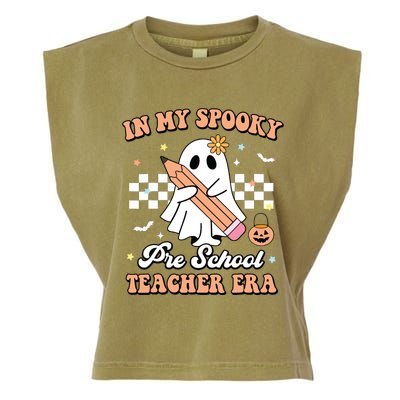 In My Spooky Pre School Teacher Era Cute Ghost Halloween Garment-Dyed Women's Muscle Tee