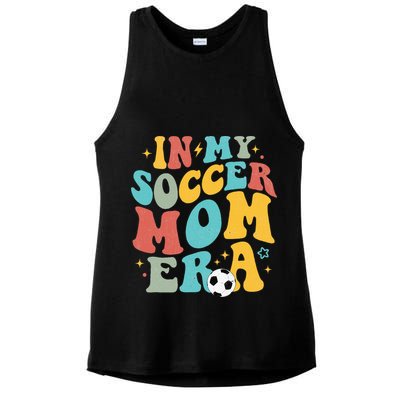 In My Soccer Mom Era Trendy Soccer Mom Funny Vintage Groovy Ladies PosiCharge Tri-Blend Wicking Tank