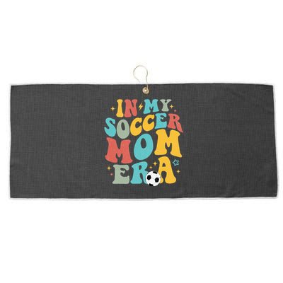 In My Soccer Mom Era Trendy Soccer Mom Funny Vintage Groovy Large Microfiber Waffle Golf Towel