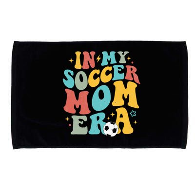 In My Soccer Mom Era Trendy Soccer Mom Funny Vintage Groovy Microfiber Hand Towel