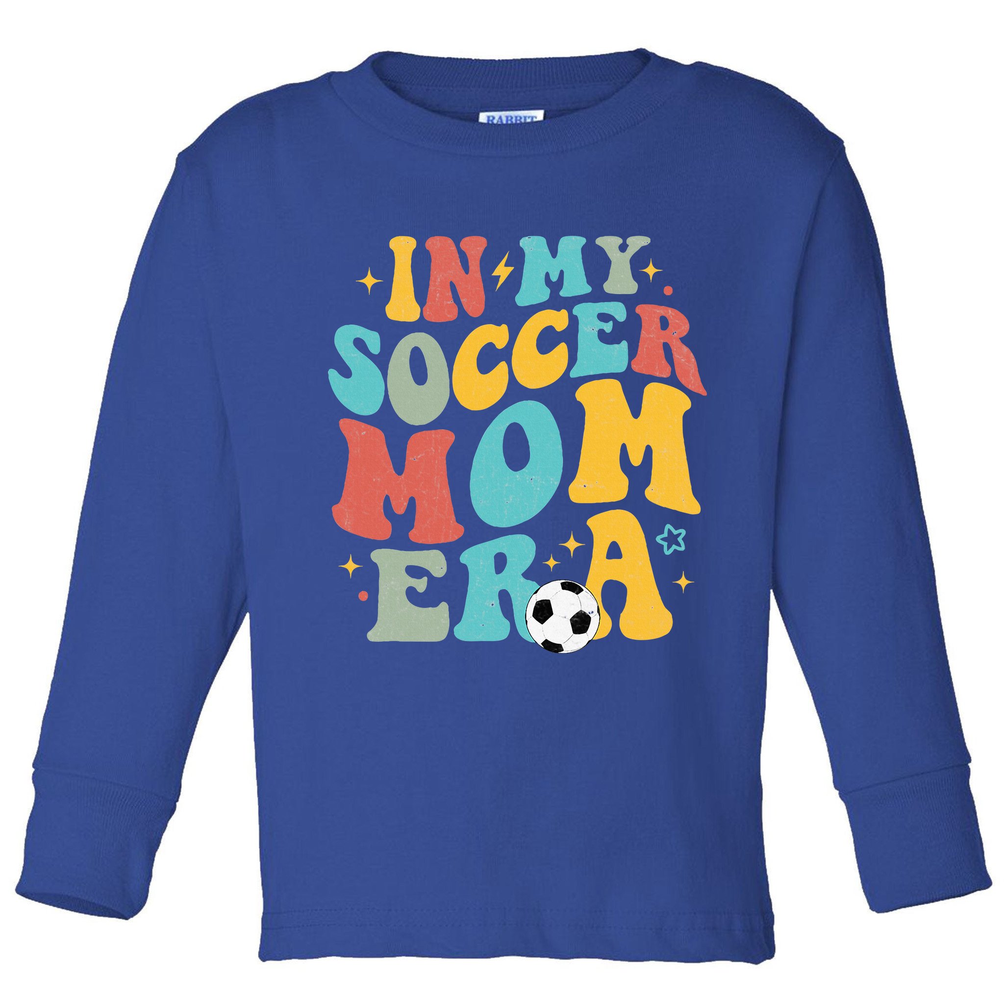 In My Soccer Mom Era Trendy Soccer Mom Funny Vintage Groovy Toddler Long Sleeve Shirt