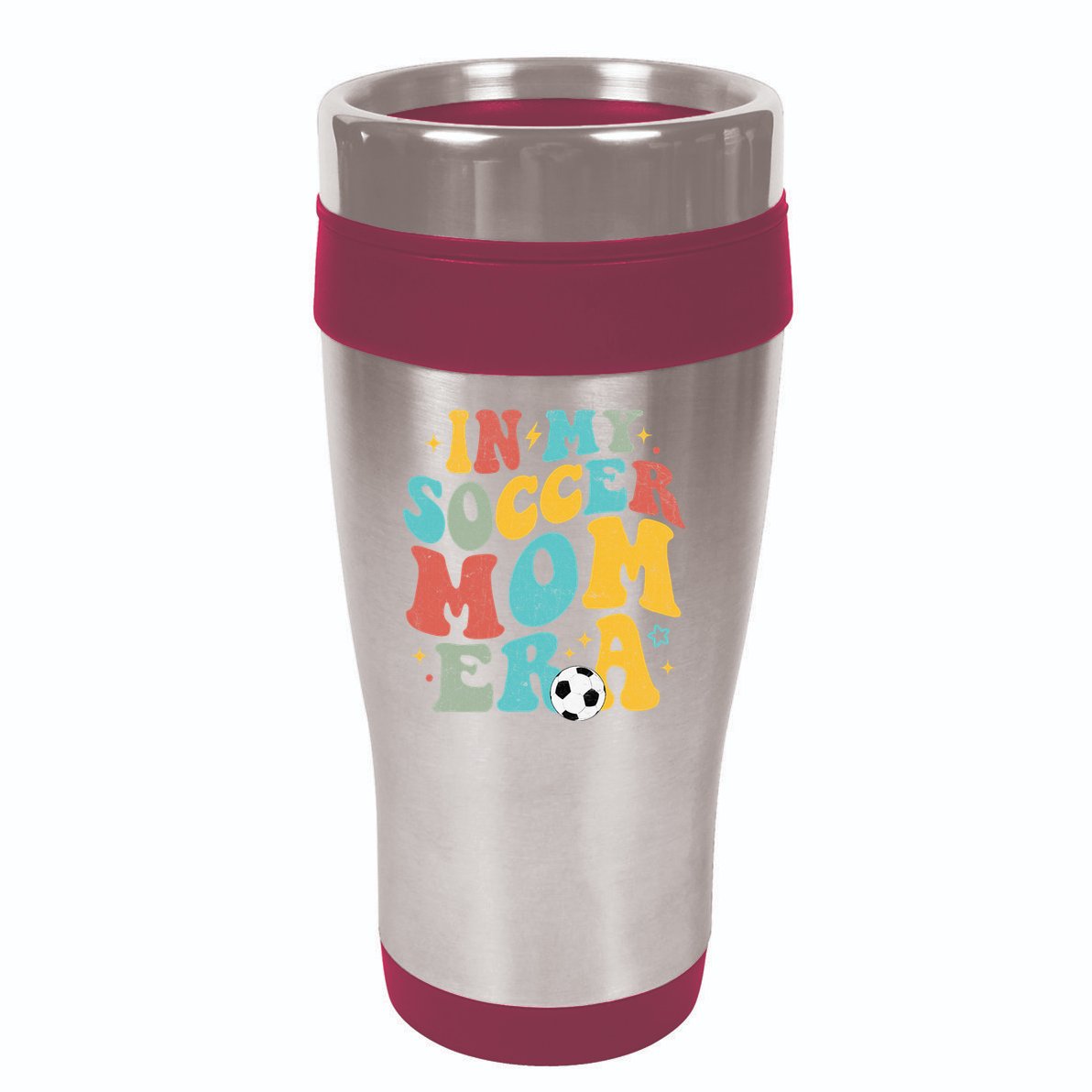 In My Soccer Mom Era Trendy Soccer Mom Funny Vintage Groovy 16oz Travel Tumbler
