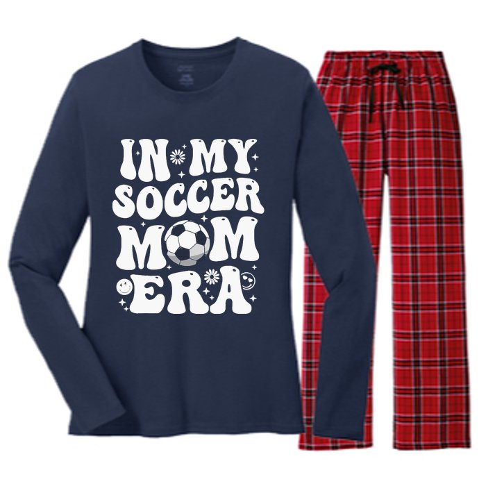 In My Soccer Mom Era Funny Soccer Mom Gifts For Wo Women's Long Sleeve Flannel Pajama Set 