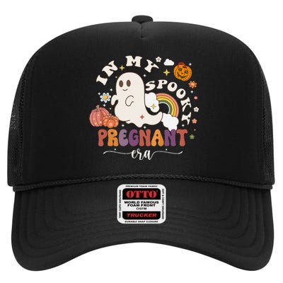 In My Spooky Pregnant Era Ghost Halloween Pregnant High Crown Mesh Back Trucker Hat