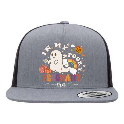 In My Spooky Pregnant Era Ghost Halloween Pregnant Flat Bill Trucker Hat