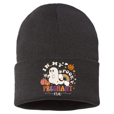 In My Spooky Pregnant Era Ghost Halloween Pregnant Sustainable Knit Beanie