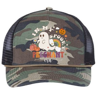 In My Spooky Pregnant Era Ghost Halloween Pregnant Retro Rope Trucker Hat Cap