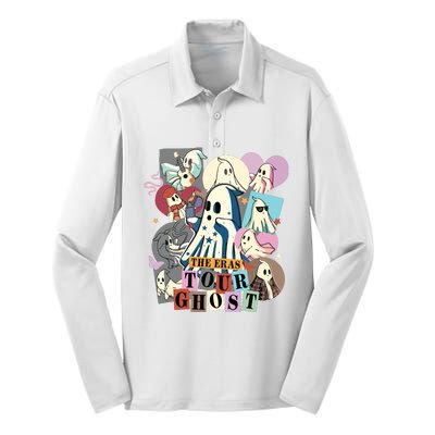 In My Spooky Era Groovy Hippie Halloween Ghost Silk Touch Performance Long Sleeve Polo