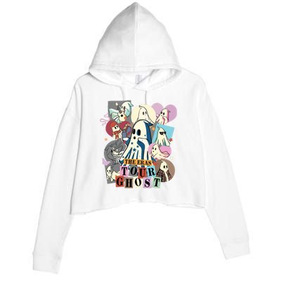 In My Spooky Era Groovy Hippie Halloween Ghost Crop Fleece Hoodie