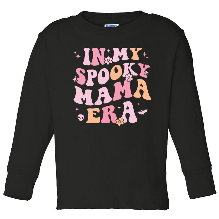 In My Spooky Mama Era Retro Halloween Witchy One Spooky Mom Toddler Long Sleeve Shirt