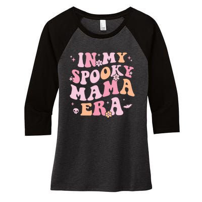 In My Spooky Mama Era Retro Halloween Witchy One Spooky Mom Women's Tri-Blend 3/4-Sleeve Raglan Shirt