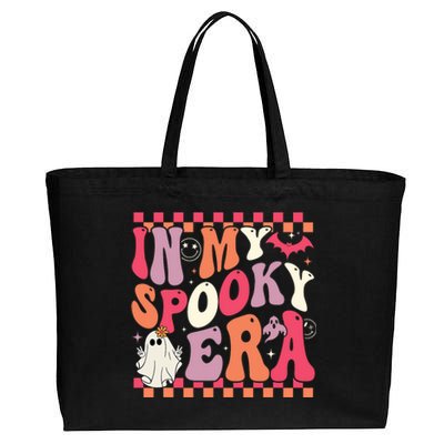 In My Spooky Era Groovy Hippie Halloween Ghost Cotton Canvas Jumbo Tote