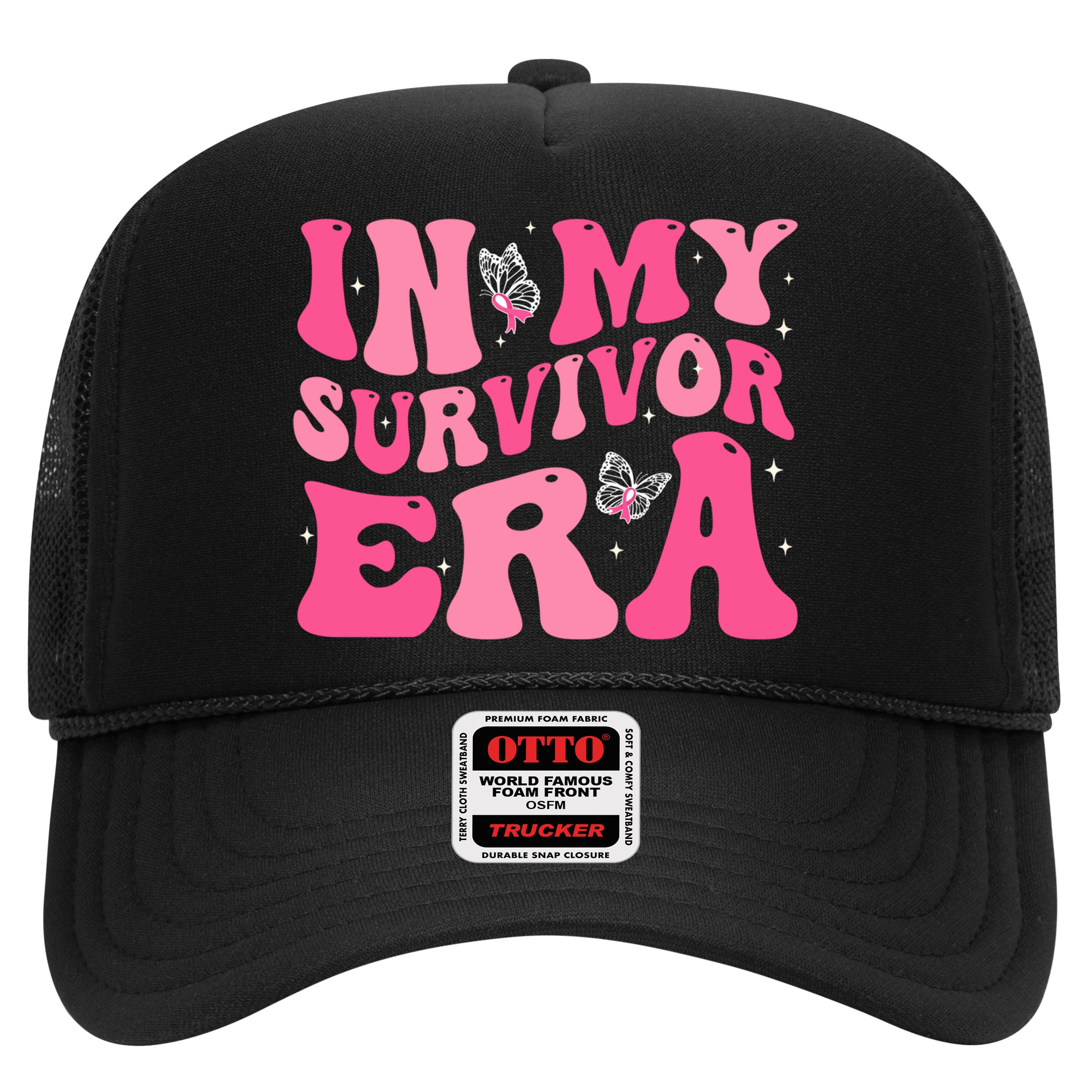 In My Survivor Era Groovy Retro Pink Breast Cancer Awareness Meaningful Gift Hat