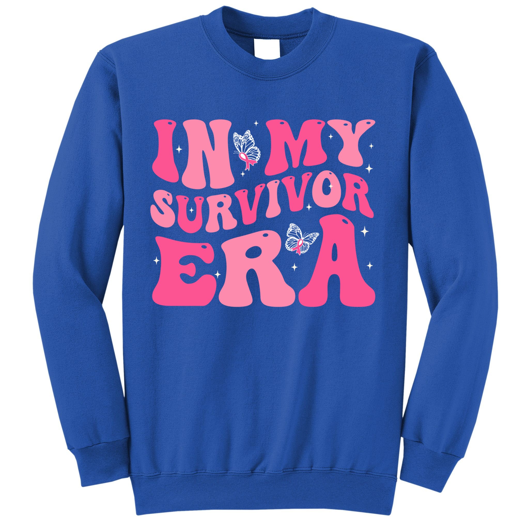In My Survivor Era Groovy Retro Pink Breast Cancer Awareness Meaningful Gift Sweatshirt