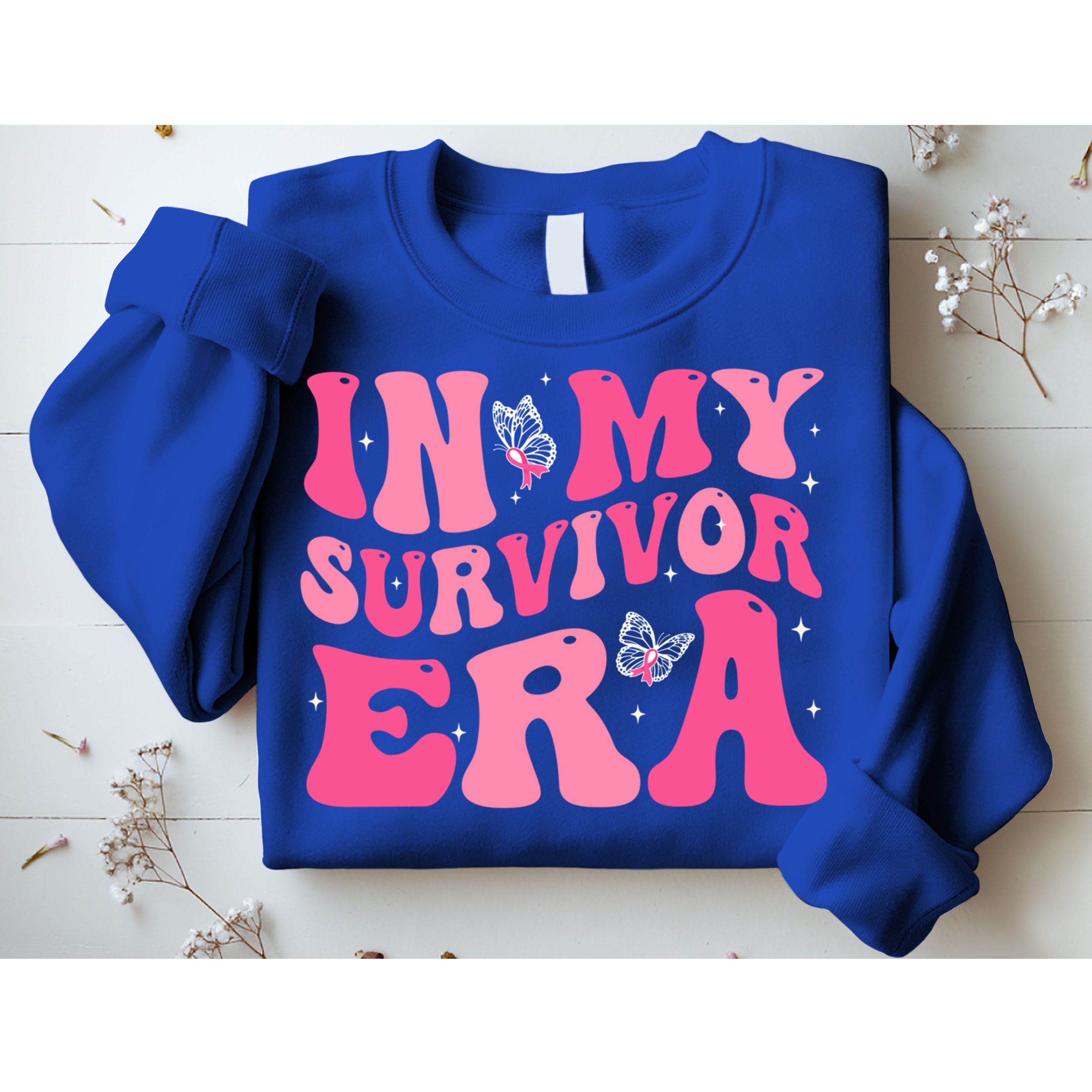 In My Survivor Era Groovy Retro Pink Breast Cancer Awareness Meaningful Gift Sweatshirt
