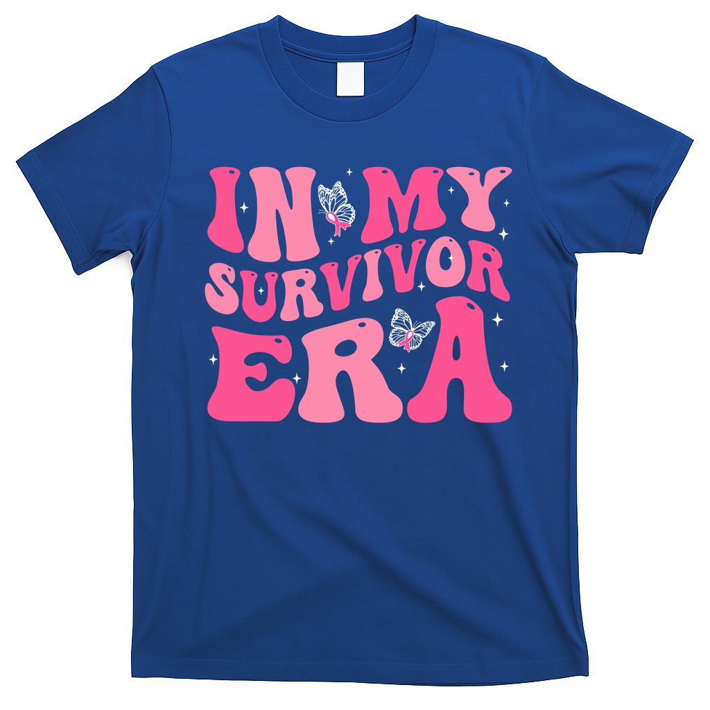 In My Survivor Era Groovy Retro Pink Breast Cancer Awareness Meaningful Gift T-Shirt