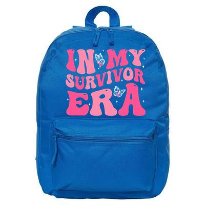 In My Survivor Era Groovy Retro Pink Breast Cancer Awareness Meaningful Gift 16 in Basic Backpack