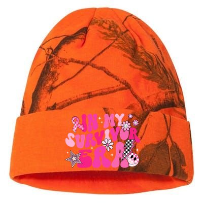 In My Survivor Era Pink Groovy Retro Breast Cancer Awareness Gift Kati Licensed 12" Camo Beanie