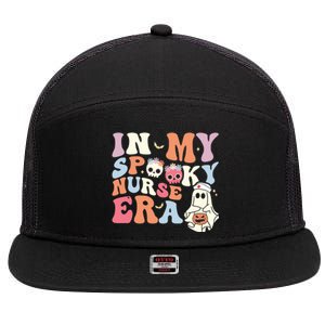 In My Spooky Nurse Era Funny Halloween Groovy Cute Gift 7 Panel Mesh Trucker Snapback Hat