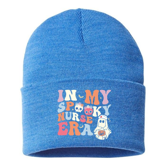 In My Spooky Nurse Era Funny Halloween Groovy Cute Gift Sustainable Knit Beanie