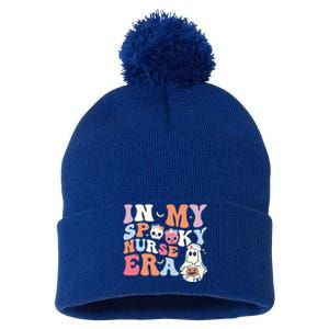 In My Spooky Nurse Era Funny Halloween Groovy Cute Gift Pom Pom 12in Knit Beanie