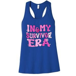 In My Survivor Era Retro Groovy Breast Cancer Awareness Meaningful Gift Women's Racerback Tank